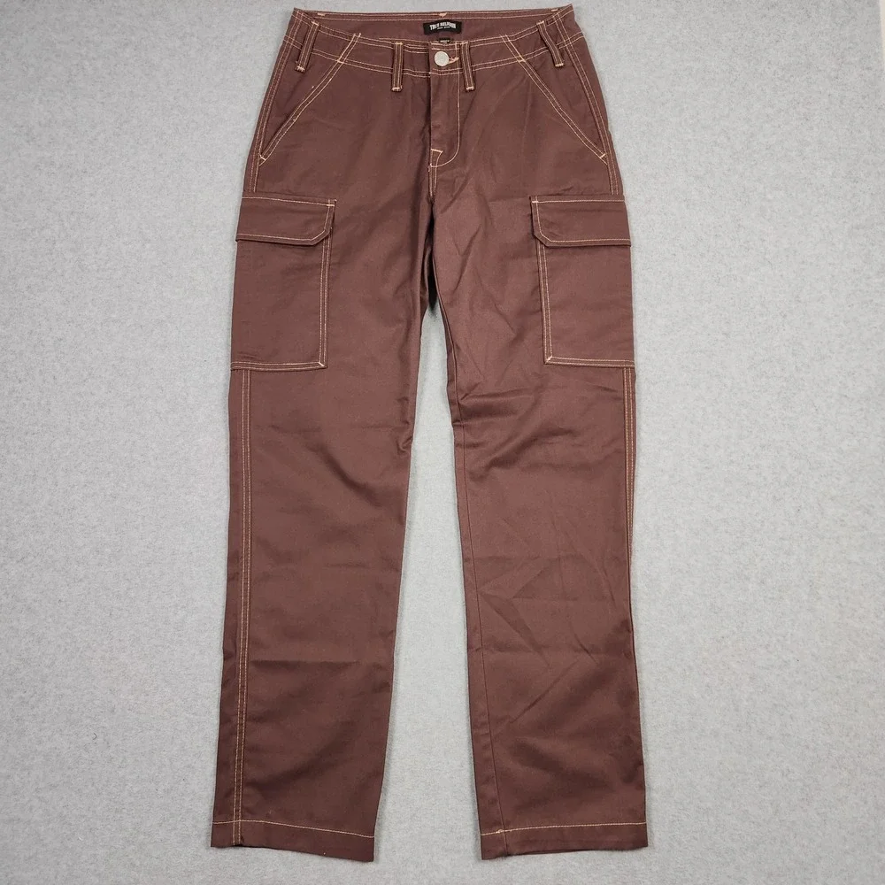True Religion Pants Size 28 (Actual 30x32) Brown Cargo Contrast Stitch Flap